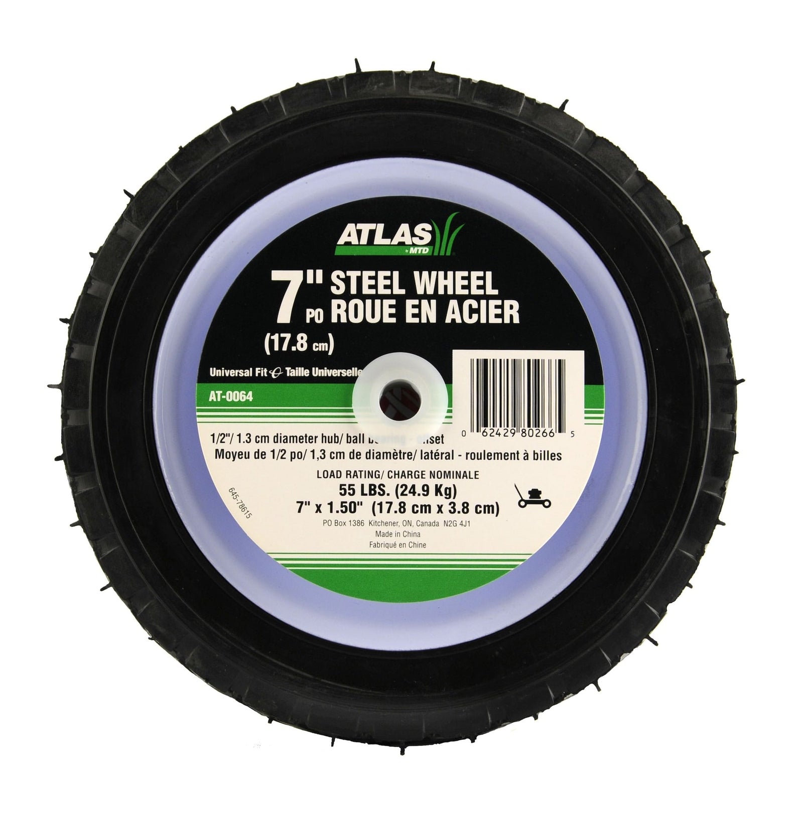 Steel Mower Wheel with Ball Bearings, 7-in T6Z8 - product image 3