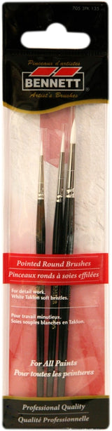 Professional Artist Pointed Round Tip Paint Brushes, 3-pk F7X2 - product image 1