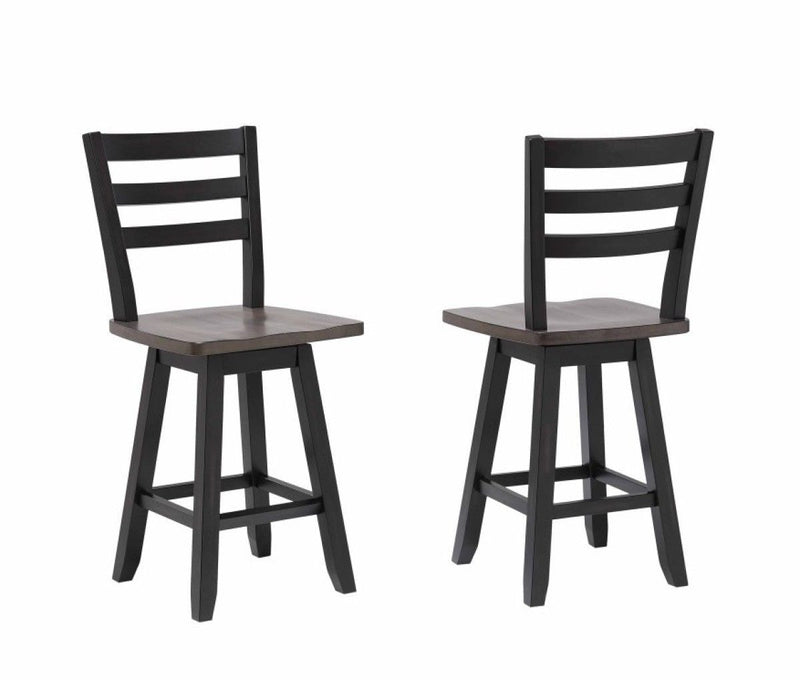 Aaron Oak/Dark Grey Swivel Counter/Bar Stool with Back Rest, 2-pc Q2I7