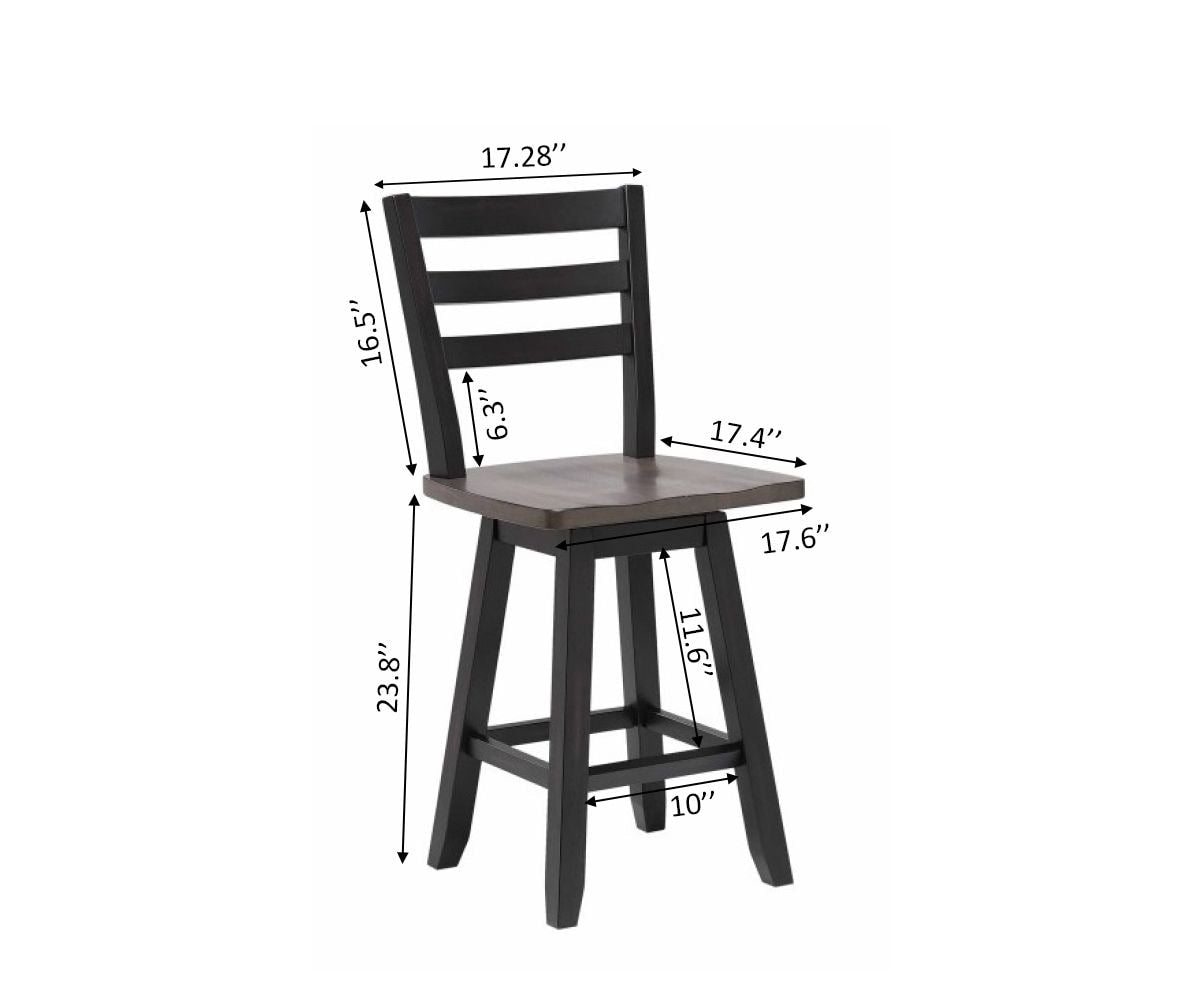 Aaron Oak/Dark Grey Swivel Counter/Bar Stool with Back Rest, 2-pc Q2I7 - product image 3
