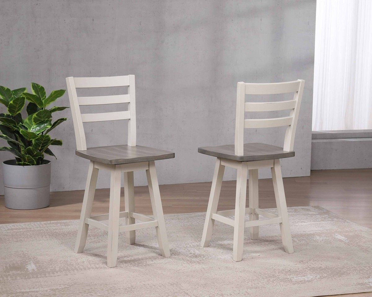 Alice Grey/White Swivel Counter/Bar Stool with Back Rest, 2-pc Q6D6 - product image 7