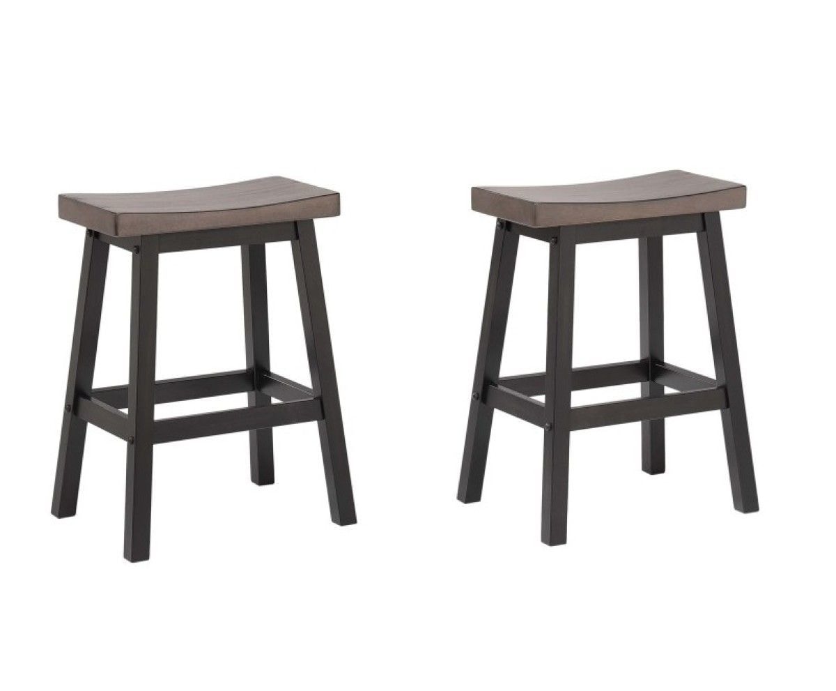 Arnold Oak/Dark Grey Counter/Bar Stool with Back Rest, 2-pc O5O1 - product image 1