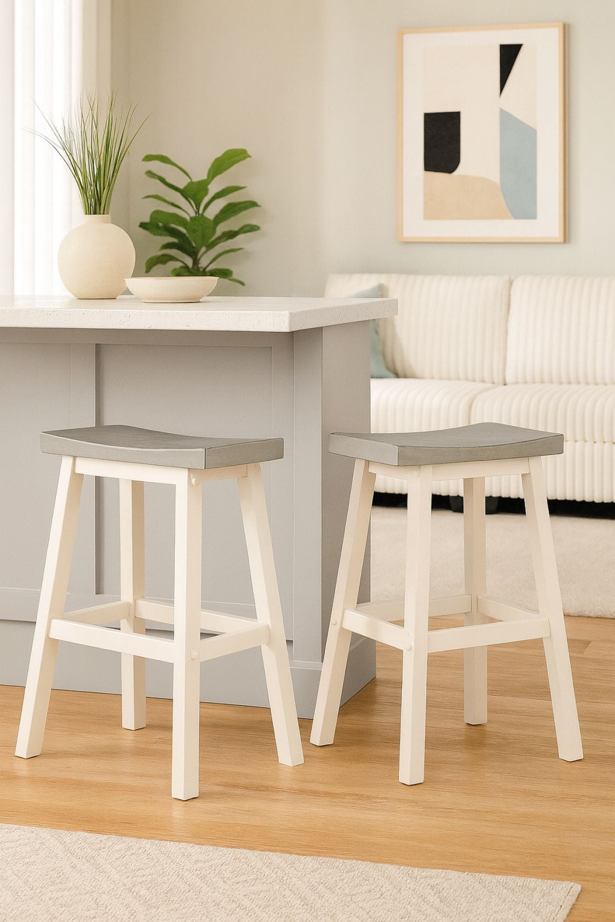 Asher Grey/White Backless Counter/Bar Stool, 2-pc B3V8 - product image 4