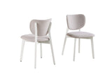 Dua Cream Fabric Upholstered Dining Chair with Curved Backrest, 2-pc F2T8 - product image 2