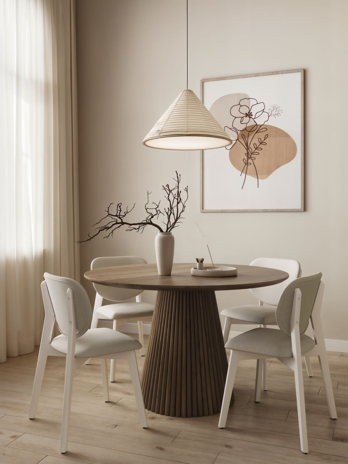 Dua Cream Fabric Upholstered Dining Chair with Curved Backrest, 2-pc F2T8 - product image 6