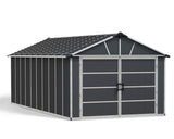 by Palram Yukon 2-Door Car Garage/Utility Storage Shed Kit, Dark Grey, 11x21-ft Z8H3 - product image 1