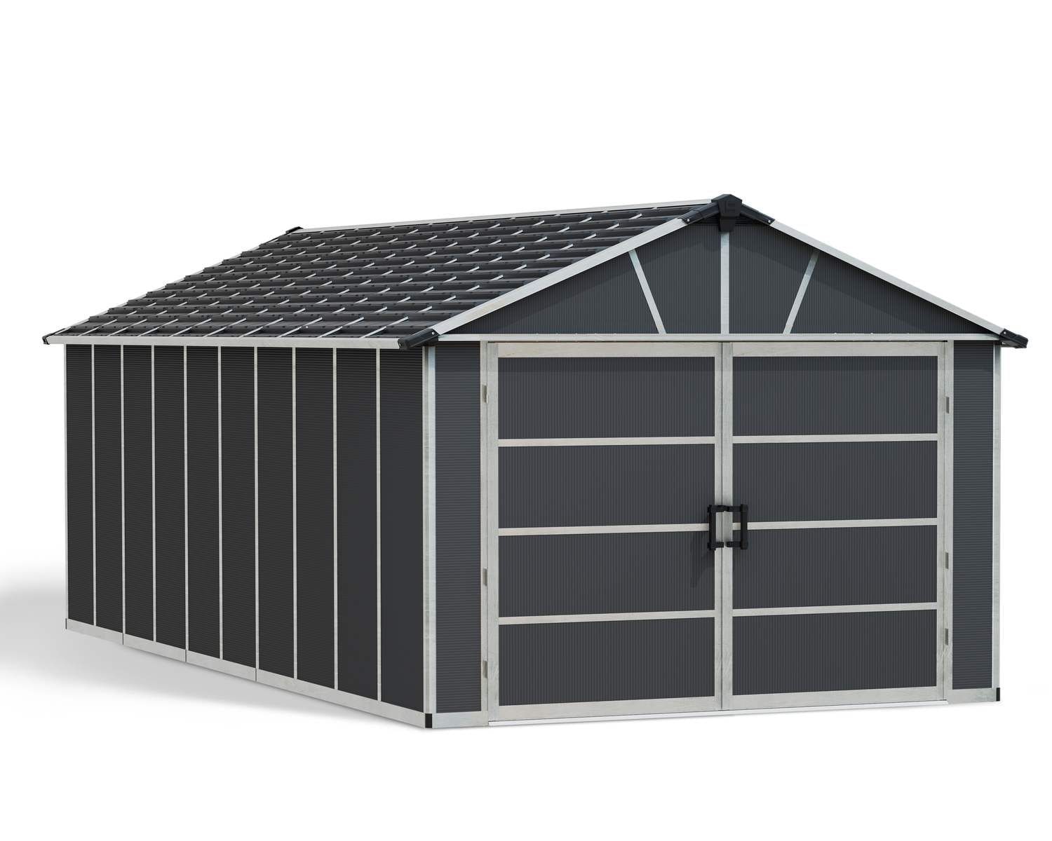 by Palram Yukon 2-Door Car Garage/Utility Storage Shed Kit, Dark Grey, 11x21-ft Z8H3 - product image 1