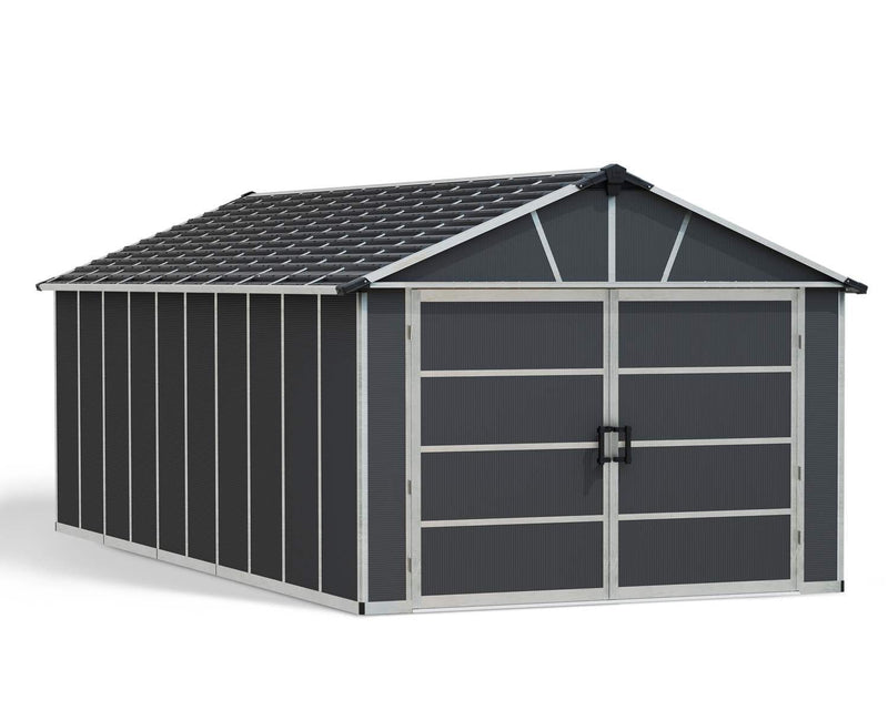 by Palram Yukon 2-Door Car Garage/Utility Storage Shed Kit, Dark Grey, 11x21-ft Z8H3