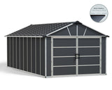 by Palram Yukon 2-Door Car Garage/Utility Storage Shed Kit, Dark Grey, 11x21-ft Z8H3 - product image 3