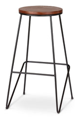 Axel Round Metal & Solid Wood Top Counter Stool Armless Backless, Black/Brown M6B8 - product image 1