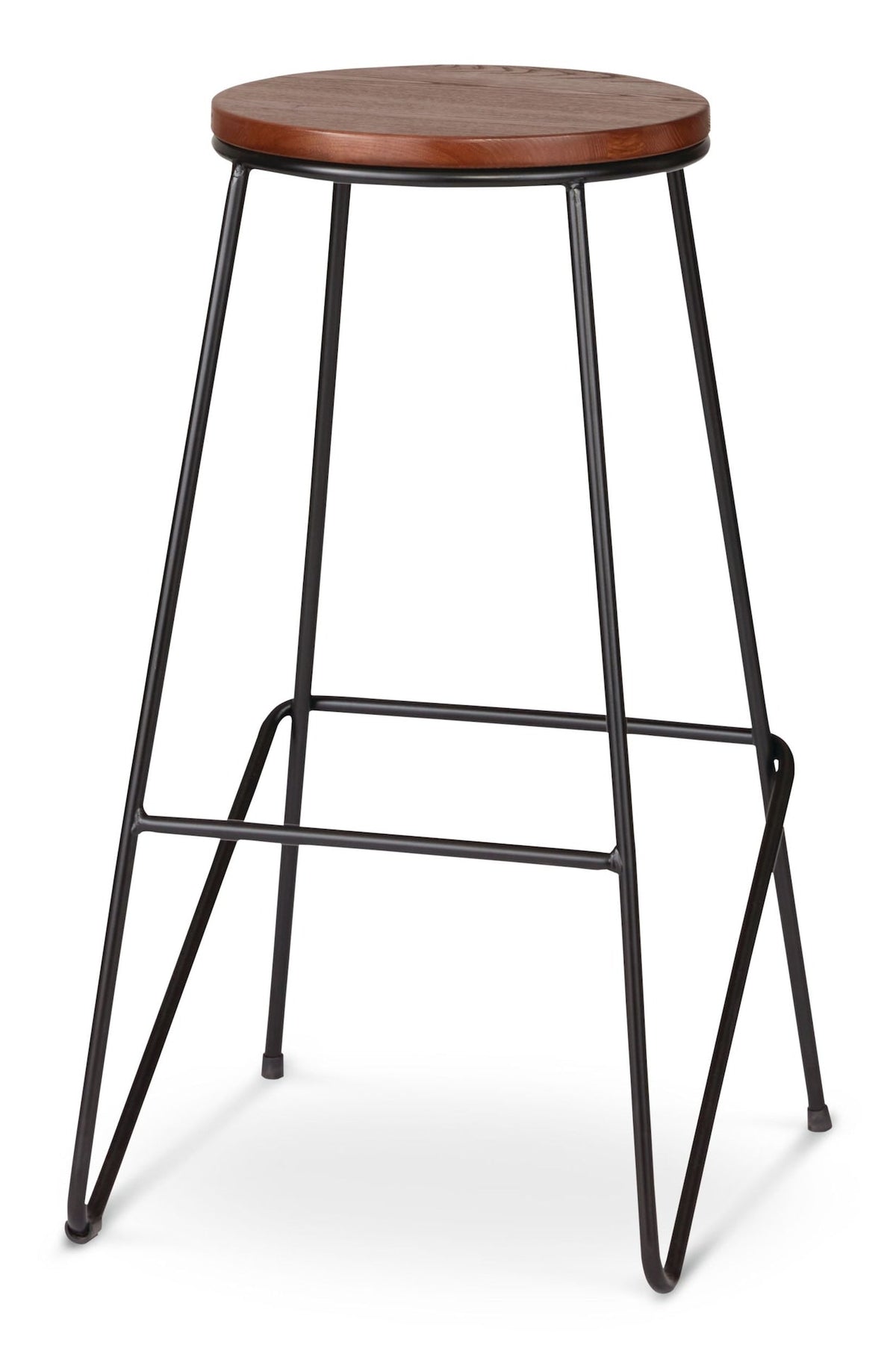 Axel Round Metal & Solid Wood Top Counter Stool Armless Backless, Black/Brown M6B8 - product image 1