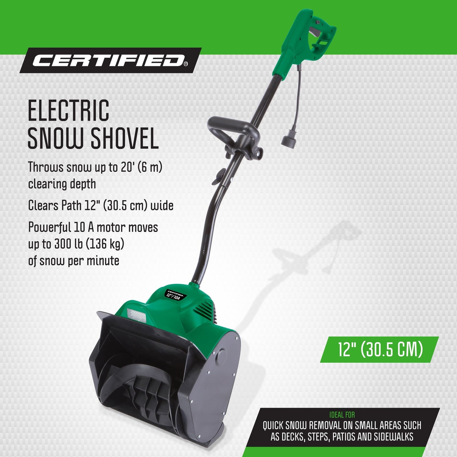 10-Amp Corded Electric Snow Shovel, 12-in Z7R2 - product image 4
