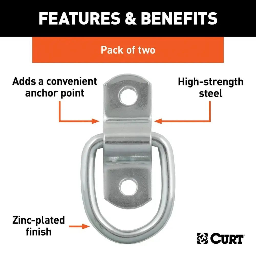 1-in x 1-1/4-in Surface-Mounted Tie-Down D-Rings, 1200-lb, 2-pk E5H4 - product image 6