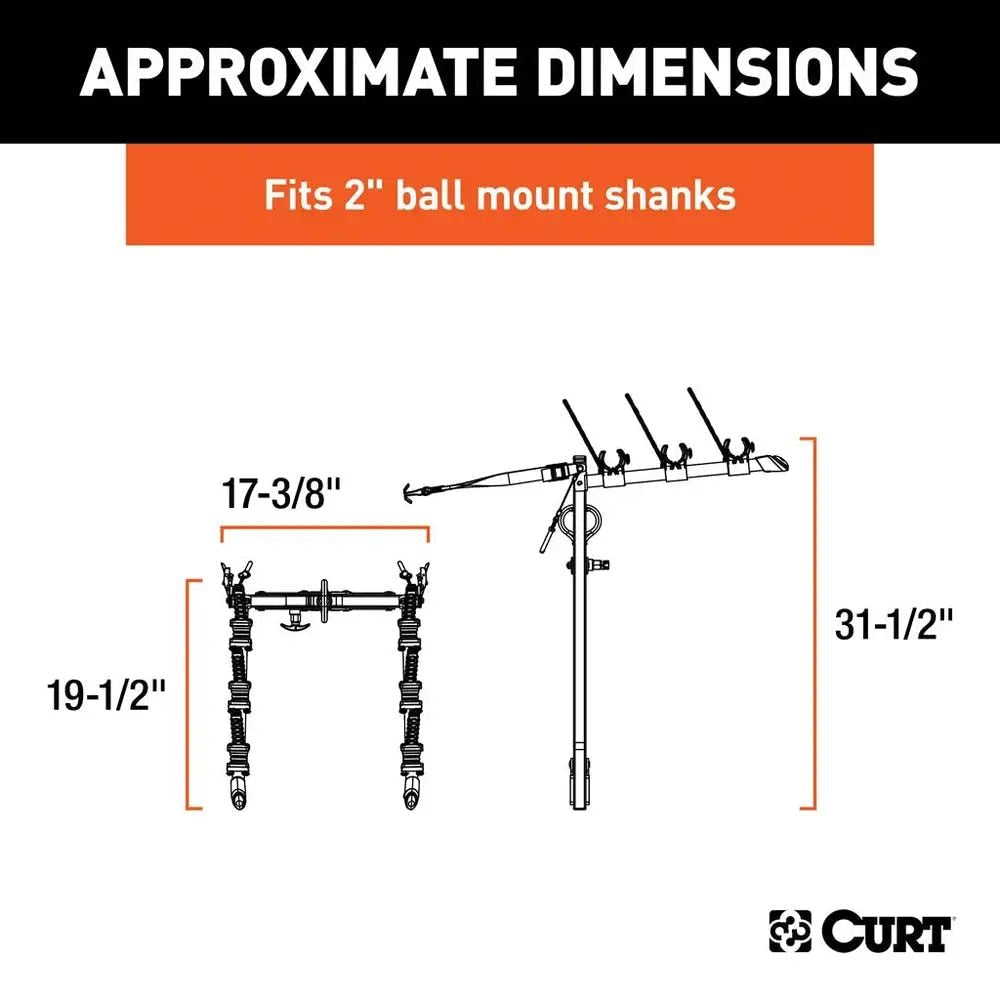 18013 Clamp-On 3-Bike Hitch Mount Bike Rack, Fits Over 2-in Receiver, Black P0M2 - product image 6