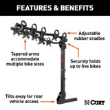 18065 Premium 5-Bike Two Arm Hitch Mount Bike Rack, Fits 2-in Receiver, Black B3Z8 - product image 5