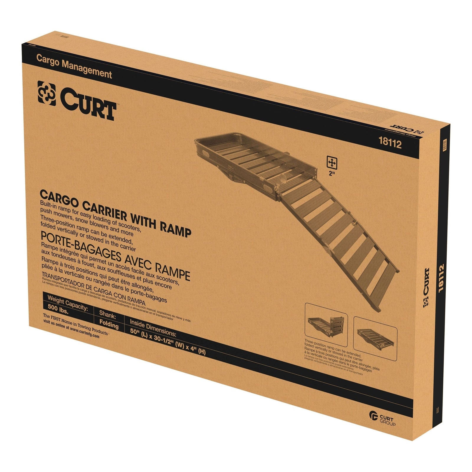18112 Aluminum Hitch Mount Basket-Style Cargo Carrier with Ramp, Fits 2-in Receivers, 50 x 30-in I2E1 - product image 3
