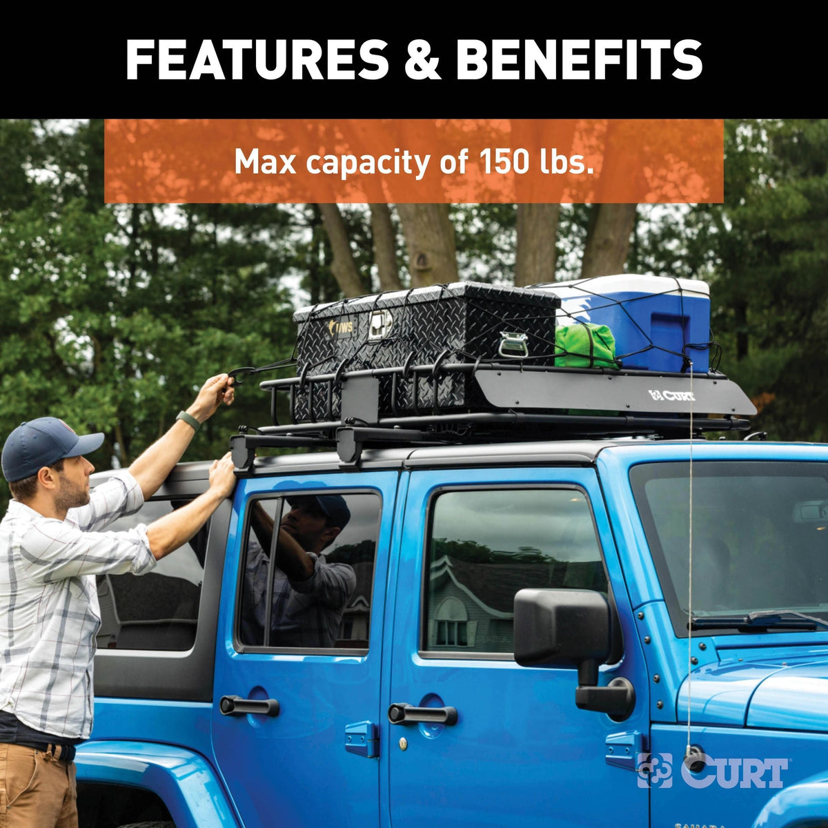 18119 Quick-Release Roof Rack Crossbars, Black Steel, Select Wrangler JK K9B4 - product image 2