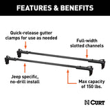 18119 Quick-Release Roof Rack Crossbars, Black Steel, Select Wrangler JK M0H3 - product image 6