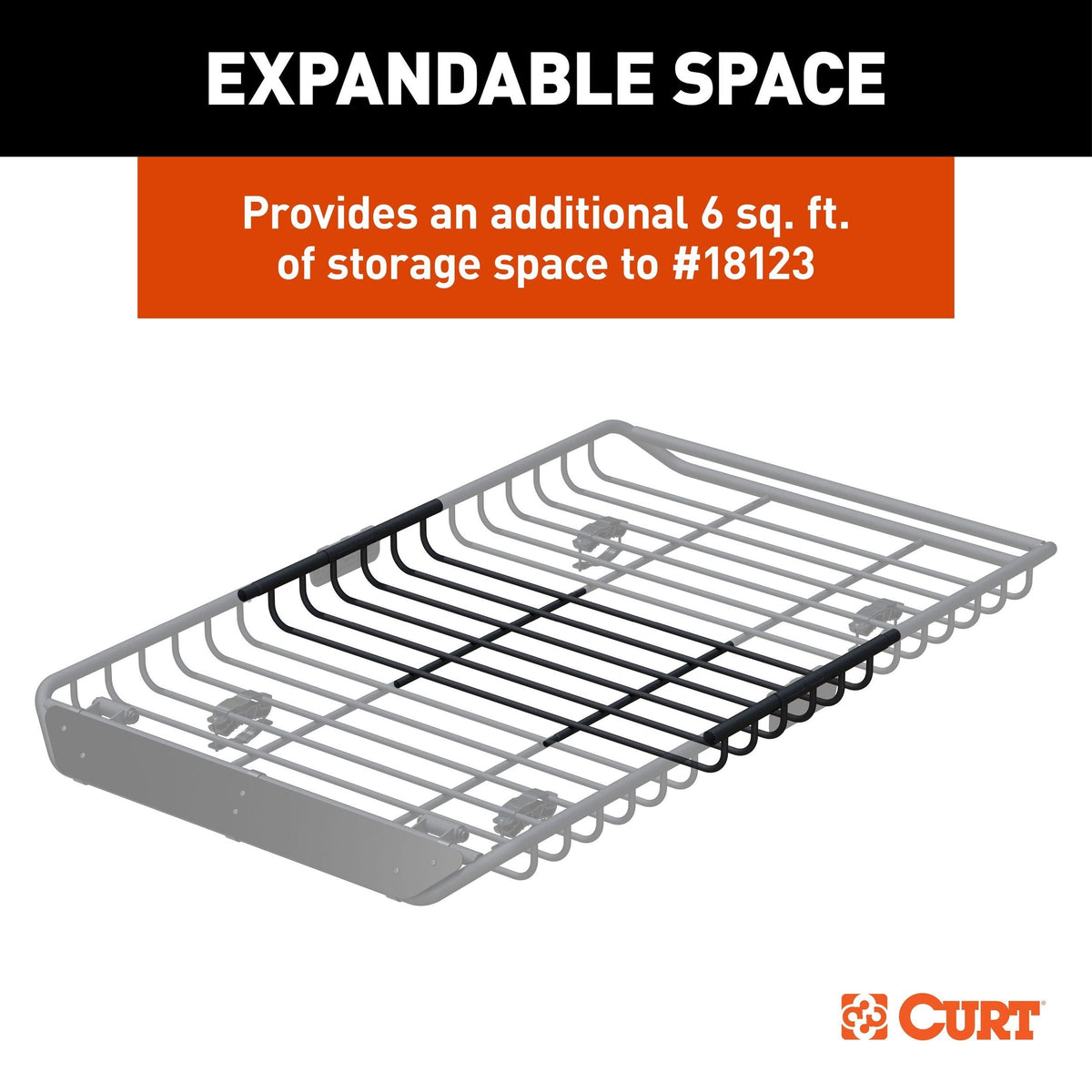 18124 Steel Roof Rack Cargo Basket/Carrier Extension, Black, 6-sq.ft S0P5 - product image 4