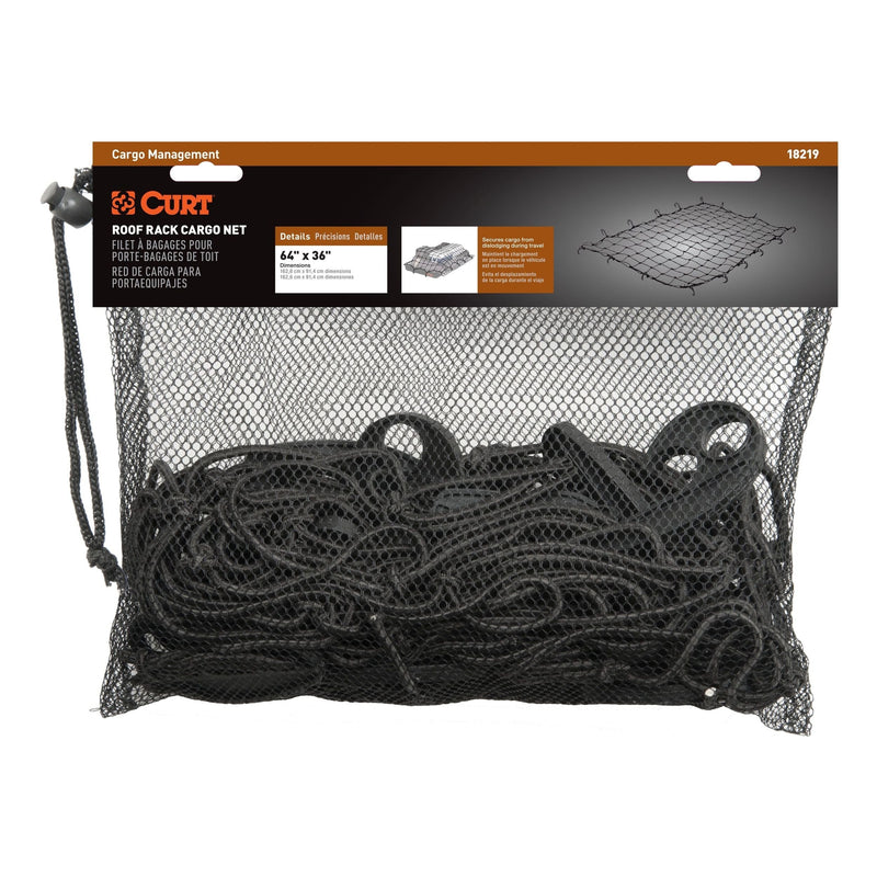 18219 Elastic Cargo Net with Hooks for Extended Roof Basket, 64 x 36-in N4T8