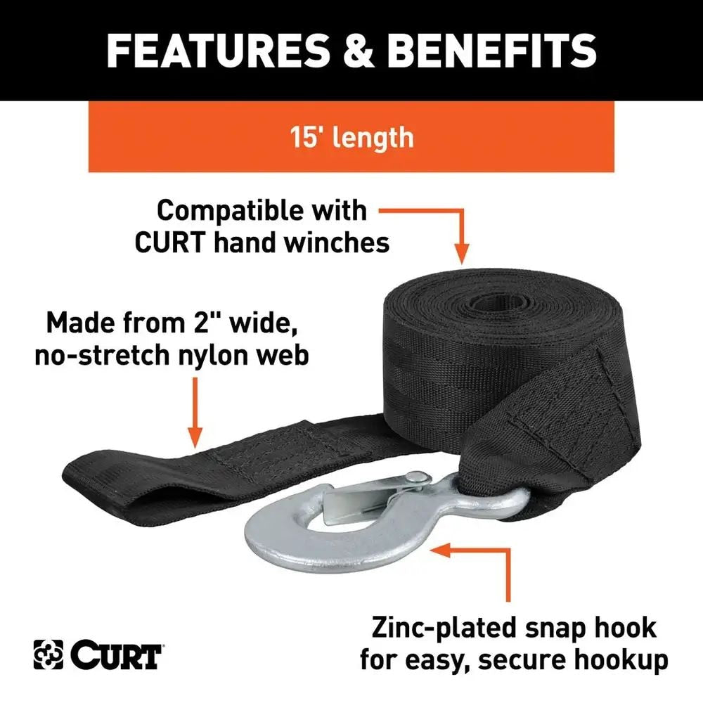 29450 15-ft Winch Strap with Snap Hook (1,100-lb) O3U6 - product image 4