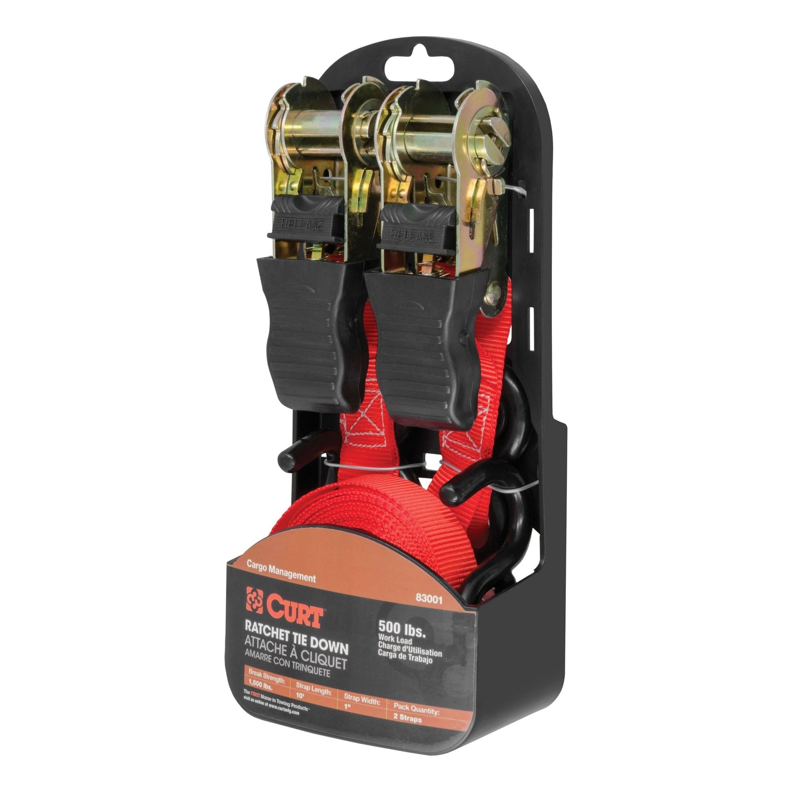 83001 10-ft Red Cargo Straps with S-Hooks (500-lb, 2-pk) S7F7 - product image 2