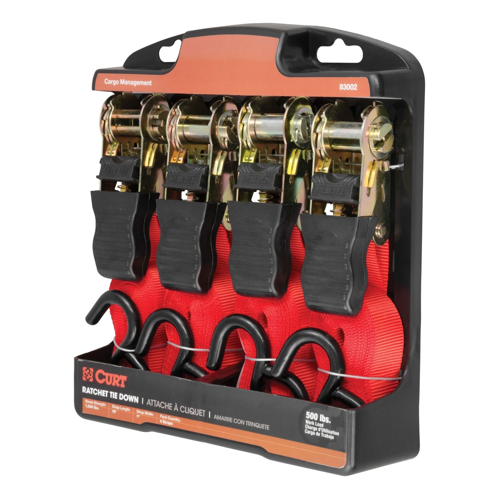 83002 16-ft Red Cargo Straps with S-Hooks (500-lb, 4-pk) L5P1 - product image 3