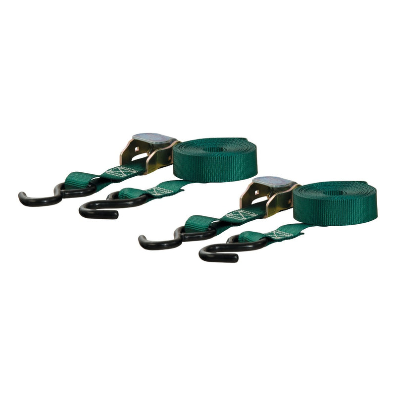 83015 Cargo Straps with S-Hooks, Dark Green, 300-lb, 15-ft, 2-pk T0R5
