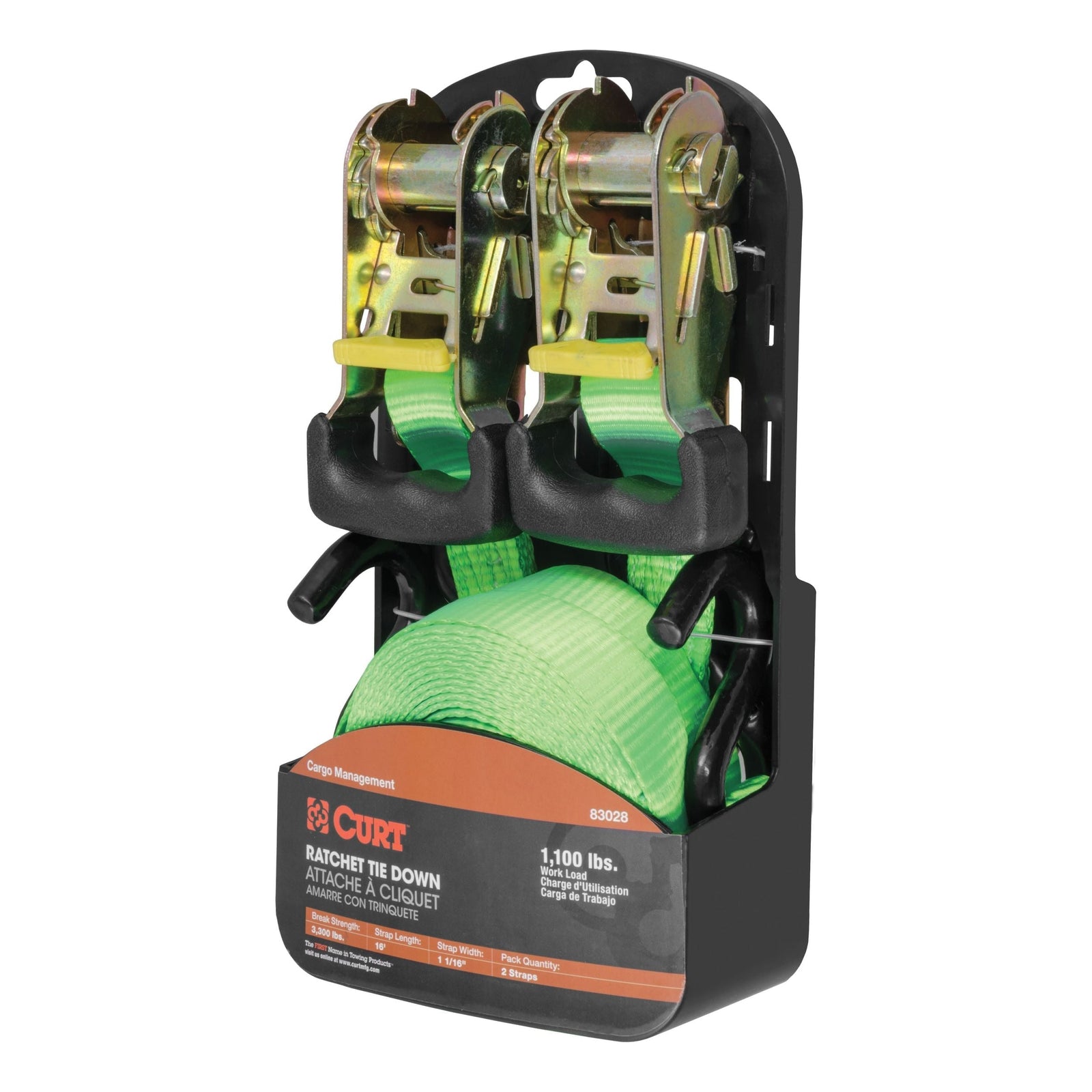 83028 16-ft Lime Green Cargo Straps with S-Hooks (1,100-lb, 2-pk) S6U2 - product image 2