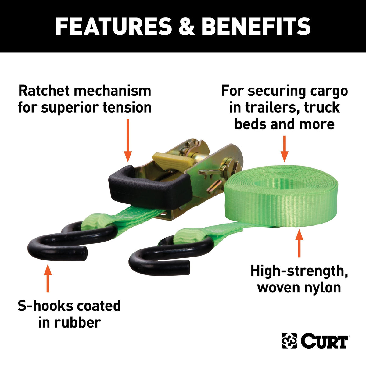 83028 16-ft Lime Green Cargo Straps with S-Hooks (1,100-lb, 2-pk) S6U2 - product image 5