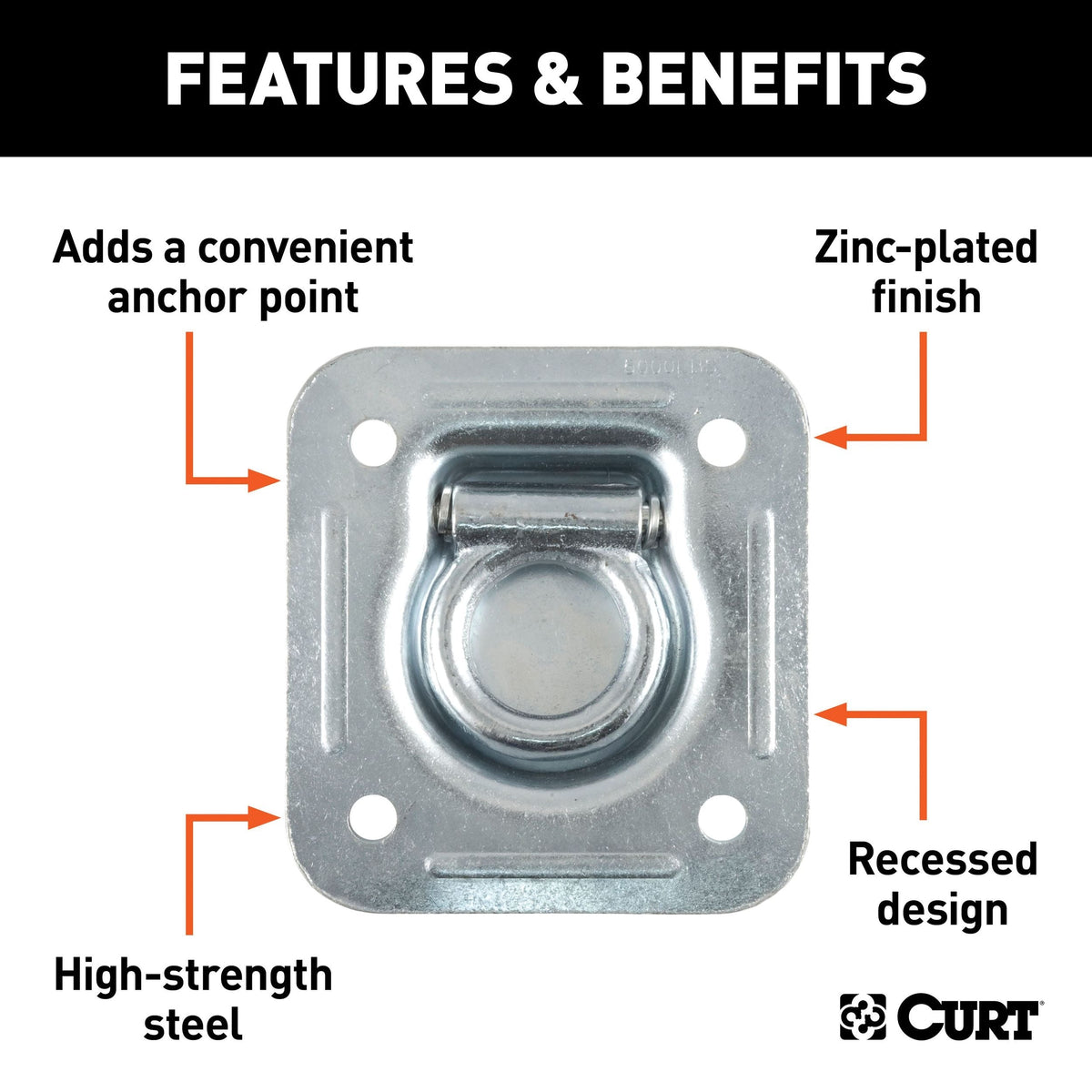 83600 1-1/2-in x 1-1/2-in Recessed Tie-Down Ring (5000-lb, Clear Zinc) Z0B1 - product image 3