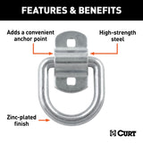 83742 3-in x 3-in Surface-Mounted Tie-Down D-Ring (3600-lb, Clear Zinc) Y7A5 - product image 3