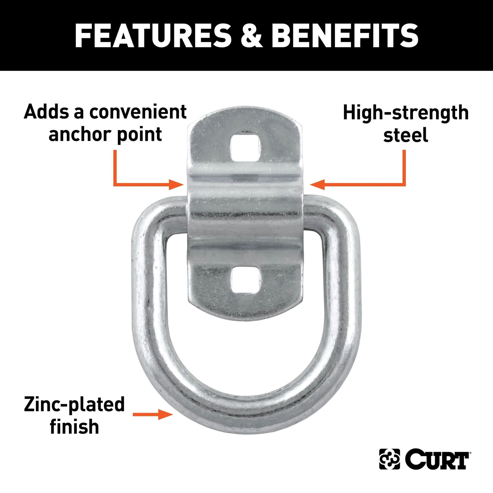 83742 3-in x 3-in Surface-Mounted Tie-Down D-Ring (3600-lb, Clear Zinc) Y7A5 - product image 3