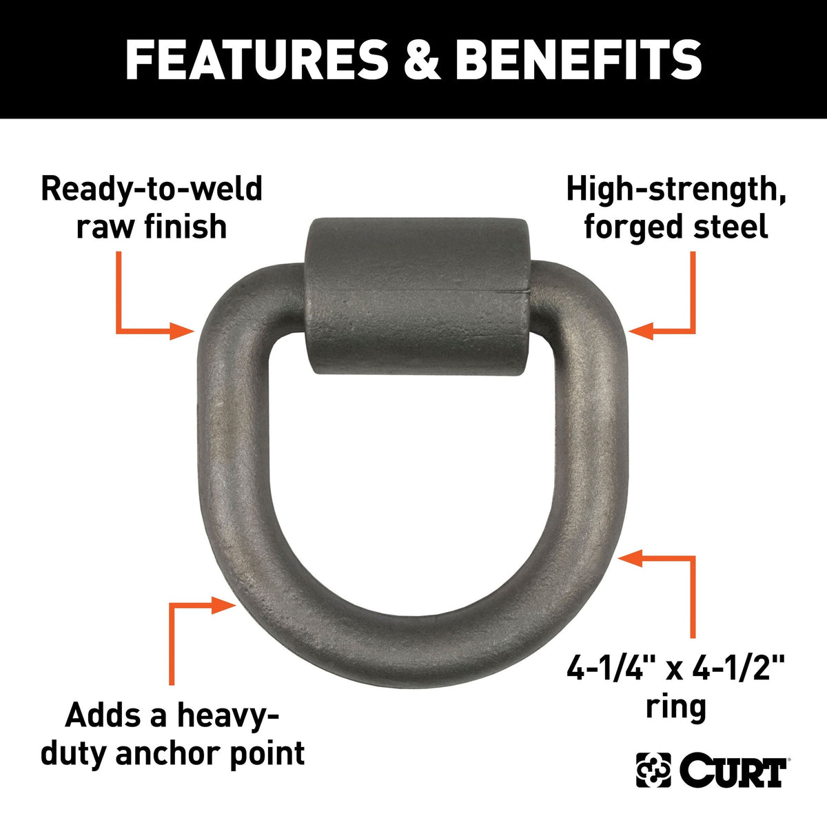 83760 3 x 3-in Weld-On Tie-Down D-Ring (8,833 lbs, Raw Steel) C6M7 - product image 2