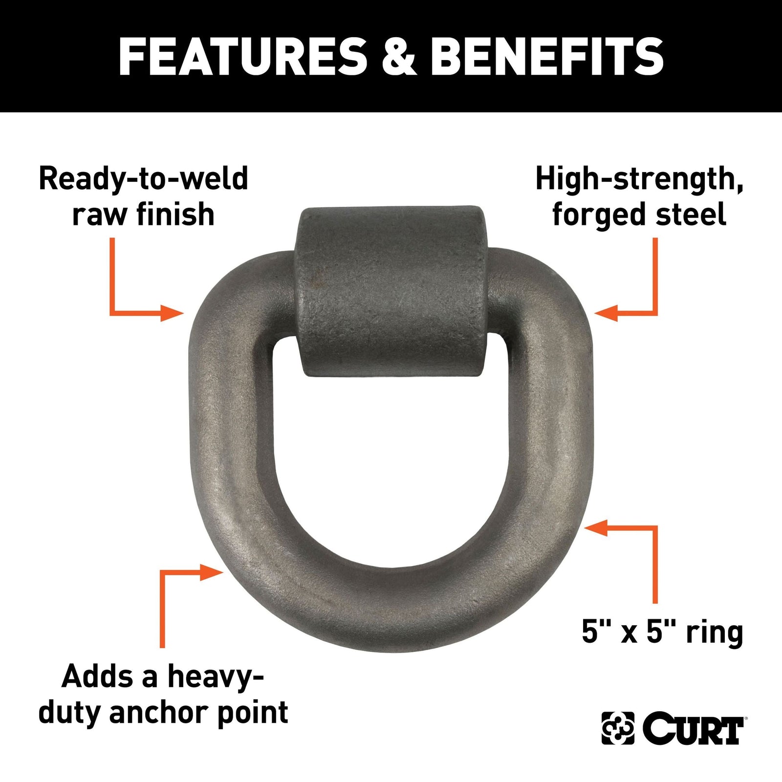 83770 3 x 3-in Weld-On Tie-Down D-Ring (15,587 lbs, Raw Steel) W9U7 - product image 3