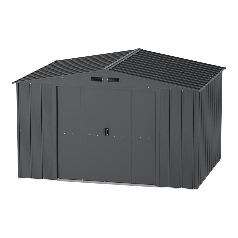 Metal Outdoor Storage Shed with Steel Frame, Dark Grey, 10-1/2-ft x 8-ft D0S3