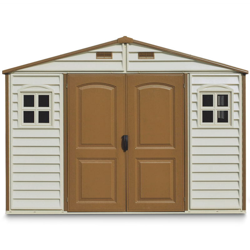 Woodside Vinyl Resin Garden Shed, Brown, 10-1/2-ft x 8-ft D7I4