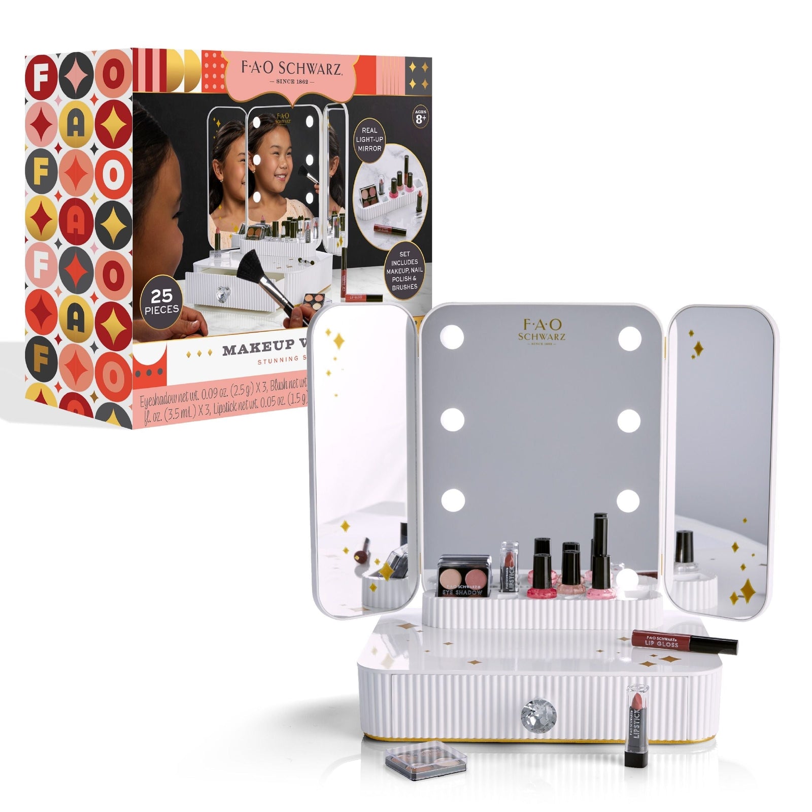 Girls Vanity Makeup Studio Low Profile, 24 Piece, White K8S8 - product image 1