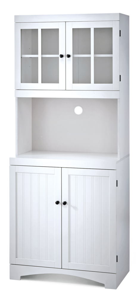 4-Door Open Shelf Freestanding Kitchen Pantry Storage Cabinet, Cream K7Z4