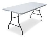 6-ft Portable Indoor/Outdoor Plastic & Metal Folding Table with Handle, White H1U4 - product image 1