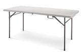 6-ft Portable Plastic & Metal Folding Table with Handle, Grey P0Q3 - product image 1