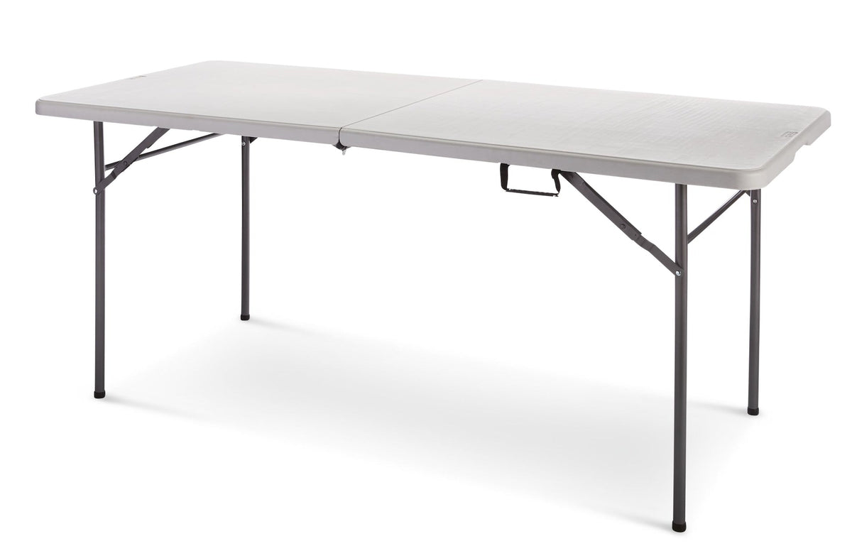 6-ft Portable Plastic & Metal Folding Table with Handle, Grey P0Q3 - product image 1