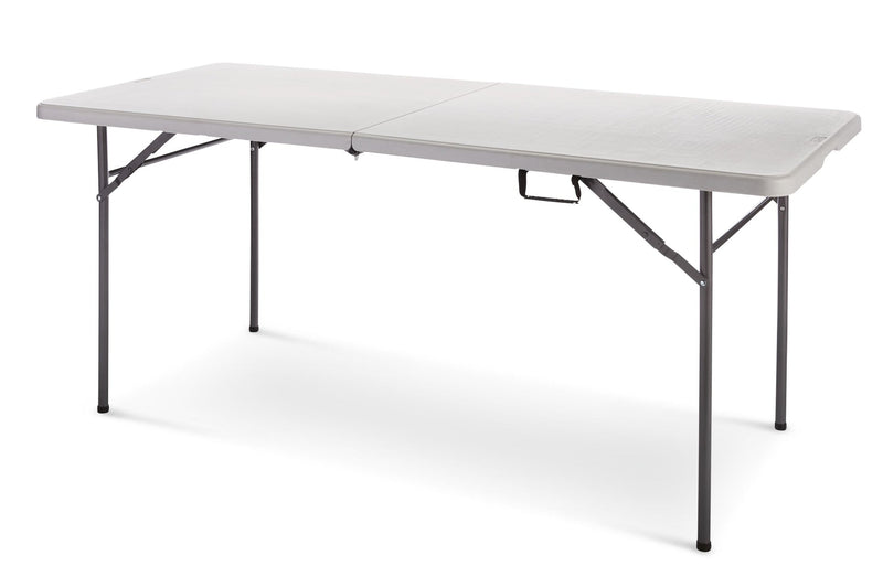 6-ft Portable Plastic & Metal Folding Table with Handle, Grey P0Q3