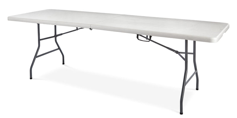8-ft Portable Plastic & Metal Folding Table with Handle, White A5O8