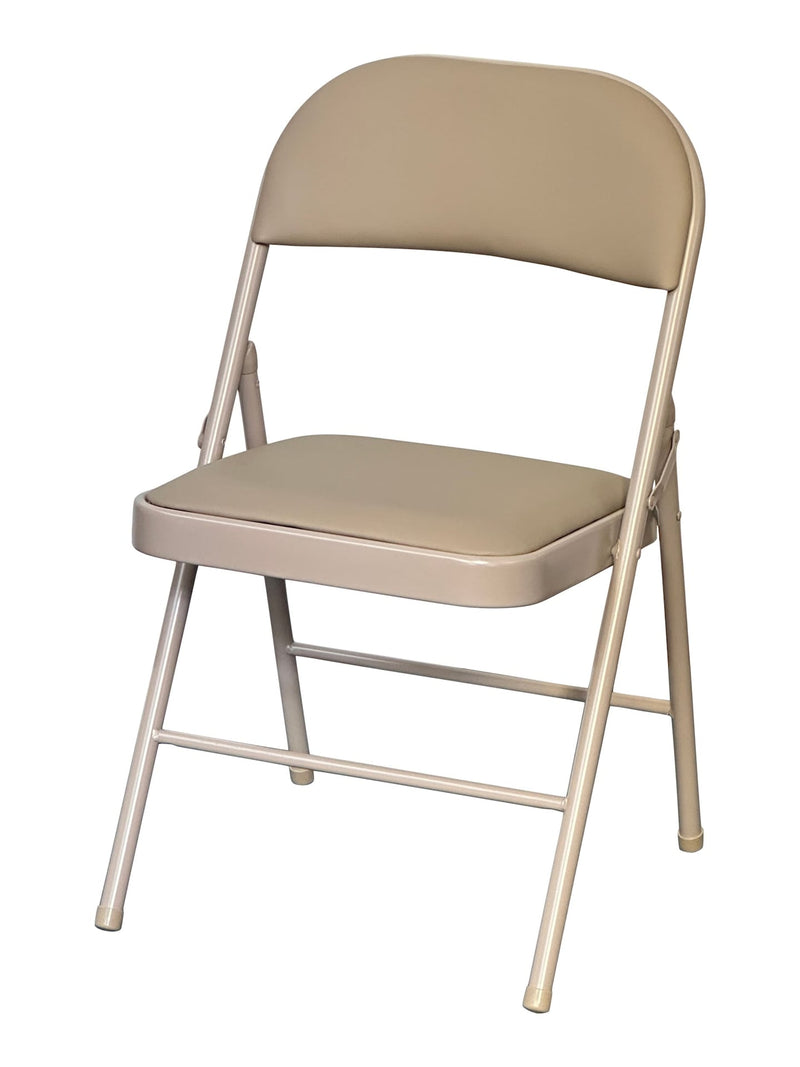 Beige Indoor Padded Vinyl Folding Chair W6J8
