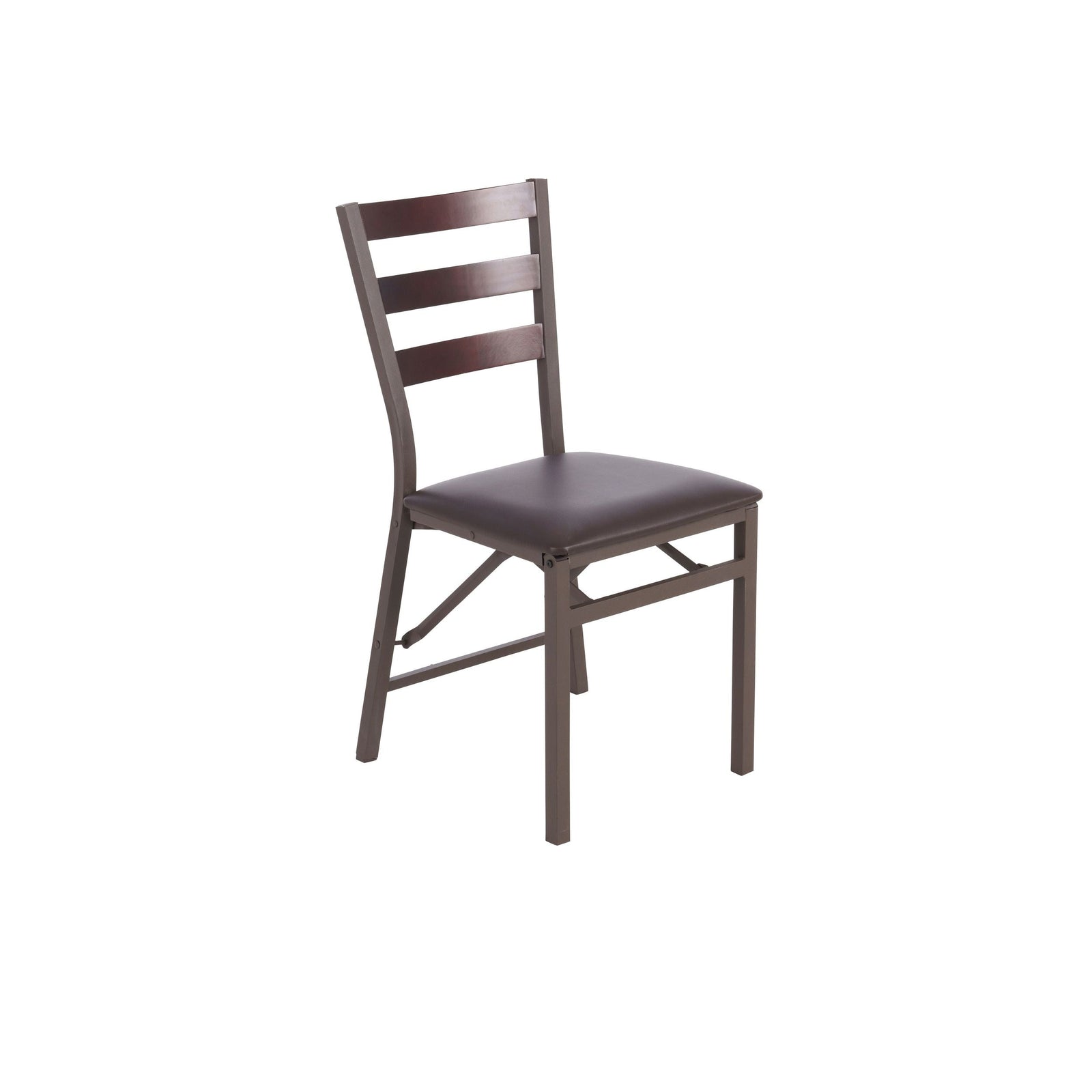 Black Microfibre Folding Ladder Chair, Brown O6C8 - product image 1
