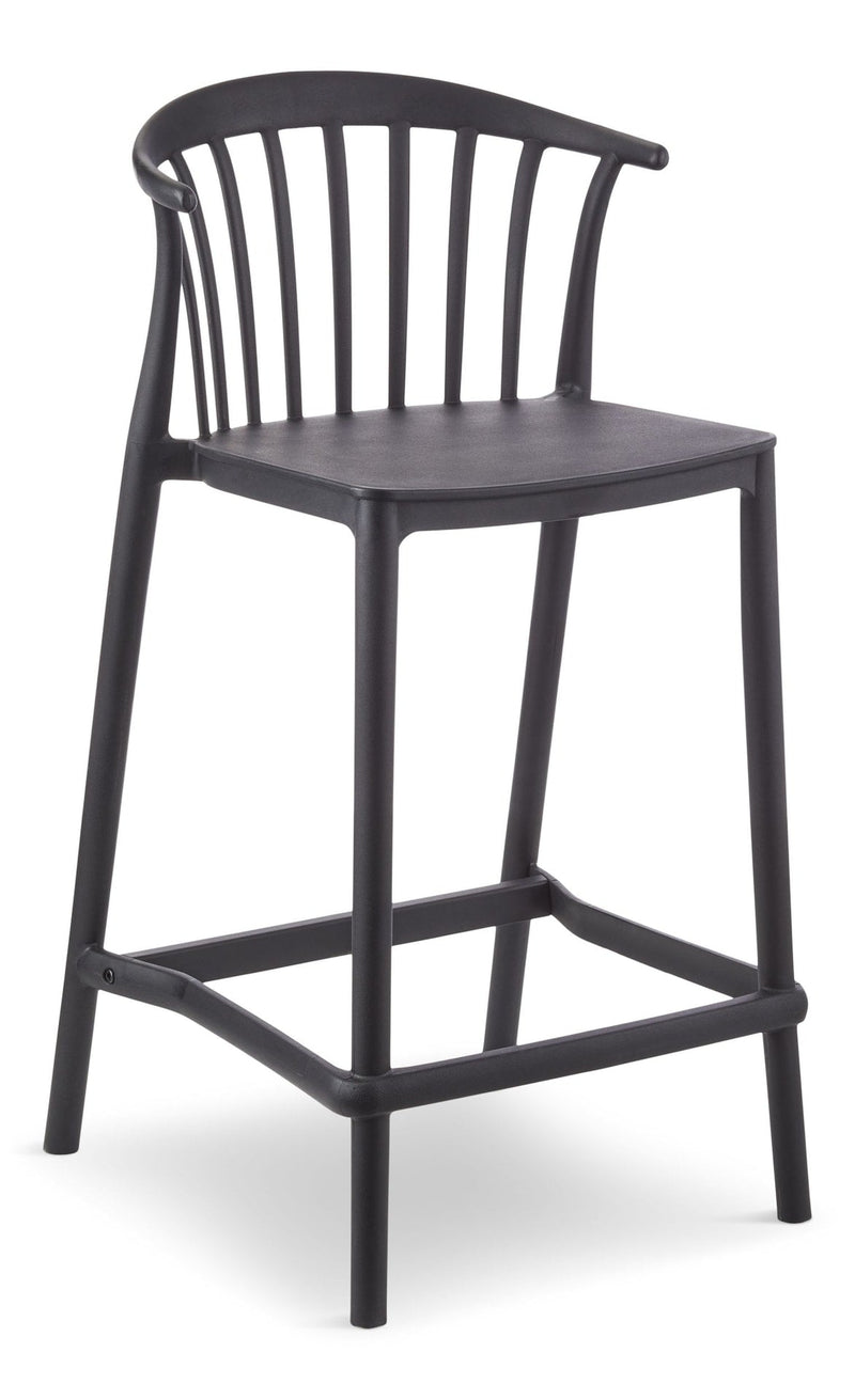 Elevated Plastic Bar Stool with Footrest, Black R5J2