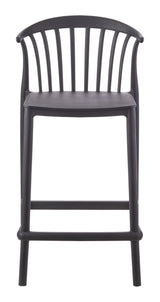 Elevated Plastic Bar Stool with Footrest, Black R5J2 - product image 2