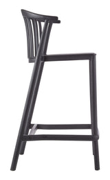 Elevated Plastic Bar Stool with Footrest, Black R5J2 - product image 3