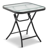 Folding Outdoor/Patio Side Table with Glass Top, Assorted, 18-in U3G5 - product image 1
